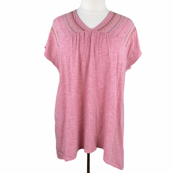 Lane Bryant Embellished V-Neck Short Sleeve Tunic